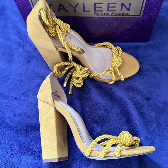 KAYLEEN By Los Angeles Shoes - Yellow sandal style w/ block heel